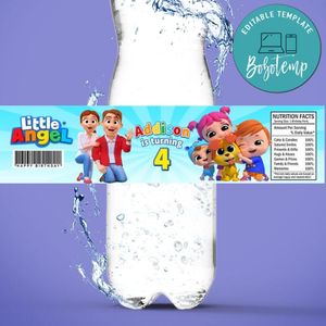 Little Angel Birthday Water Bottle Label Template to Print at Home Instant Download