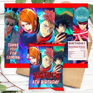 Jujutsu Kaisen Birthday Chip Bag Digital File Printable Instant Download
