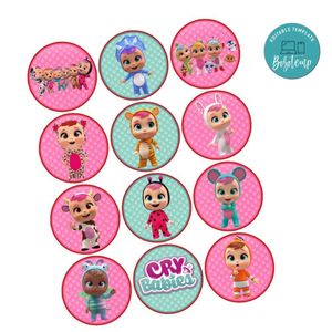 Cry Babies Cupcake Toppers Template Printable Instant Download