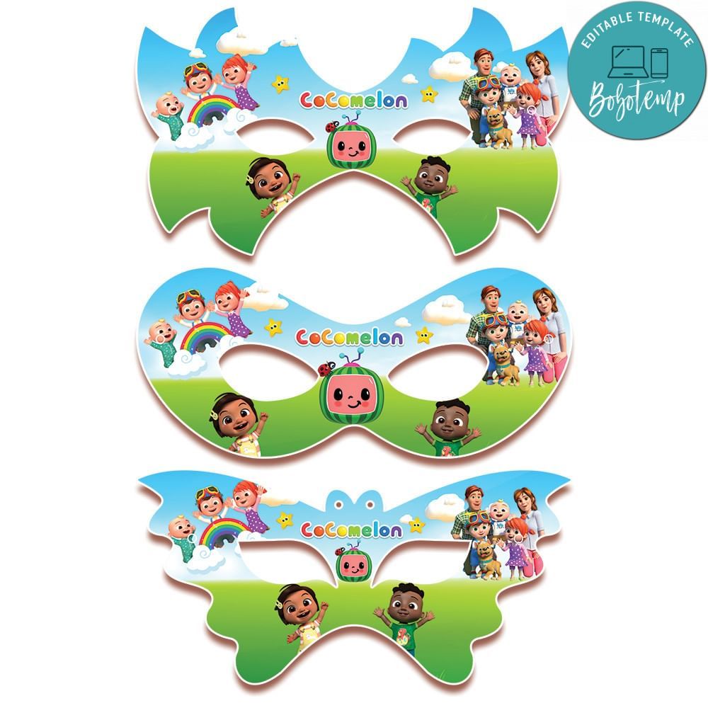CocoMelon Kids Eye Mask Birthday Template