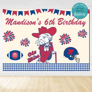Ole Miss Birthday Backdrop Digital File Template Instant Download