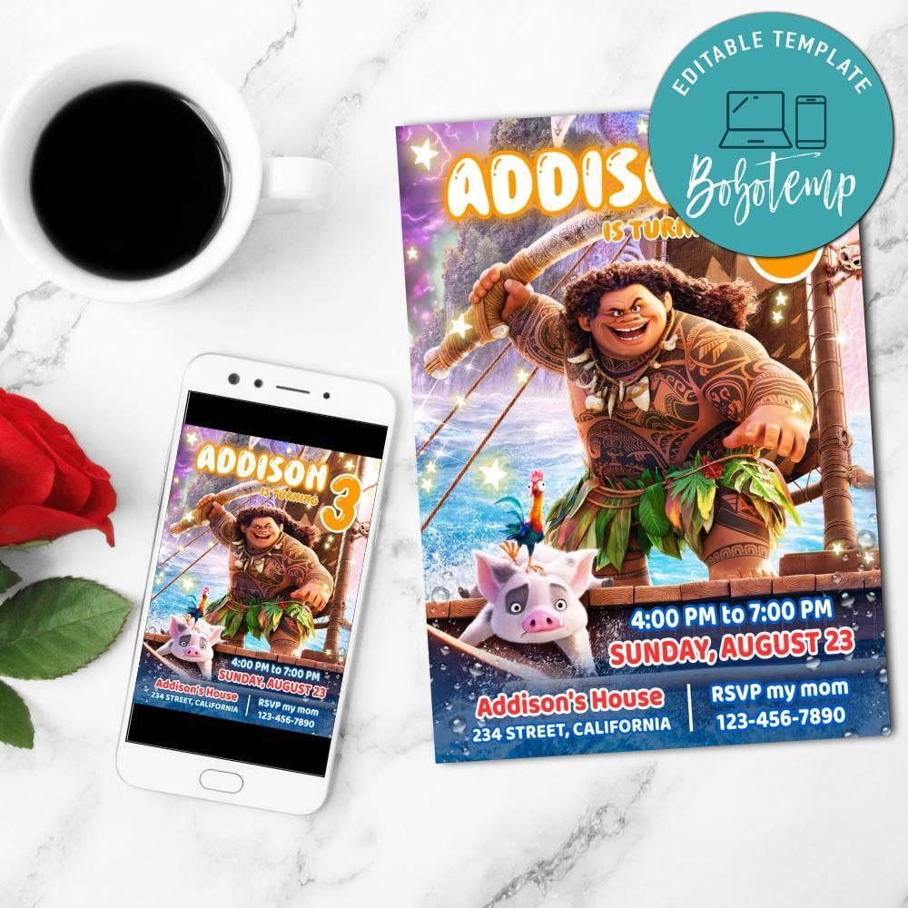 Maui Mobile Invite Customizable Template Instant Download