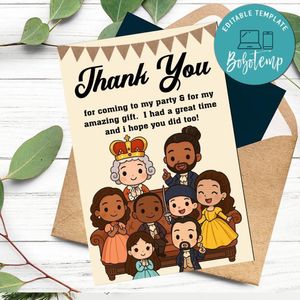 Hamilton Kids Thank You Card Customizable Template To Print At Home Instant Download
