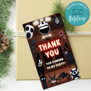 Doors scary game Thank you tag Customizable Template to Print at Home Instant Download