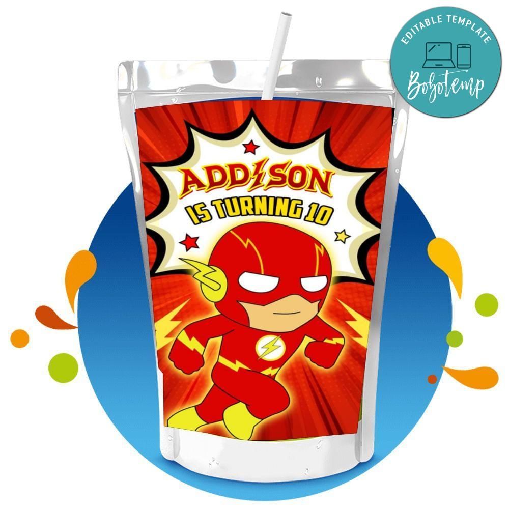 Flash baby Capri Sun Birthday Labels Digital File Printable Instant Download