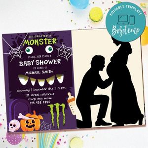 We created a monster halloween with Photo Customizable Template to Print at Home Instant Download