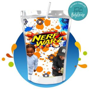 Nerf Warz Capri Sun Birthday Label Digital File Printable Instant Download