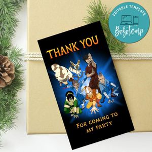 Avatar Airbender Thank You Tag Customizable Template To Print At Home Instant Download