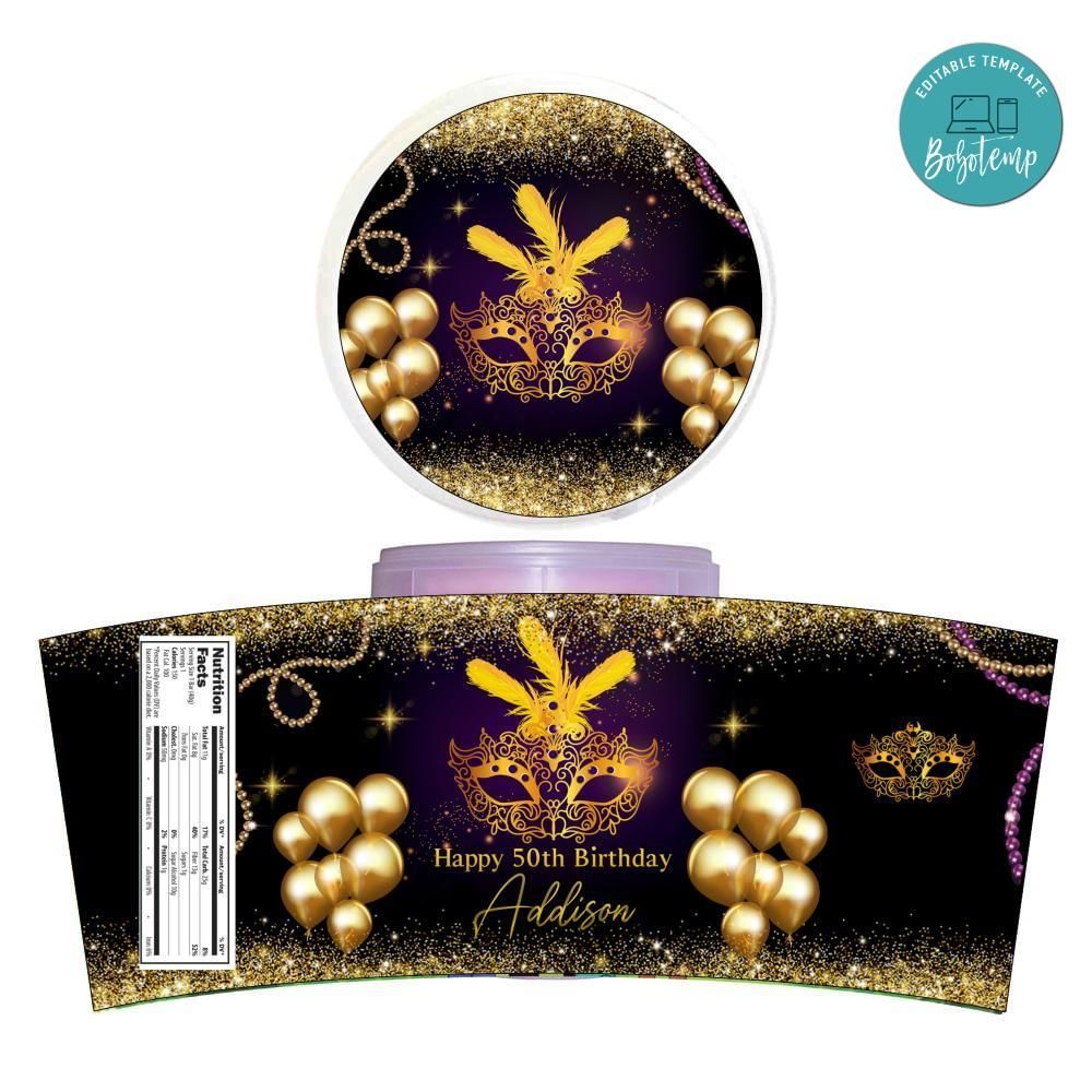 Masquerade Cotton Candy Label Template To Print At Home Instant Download