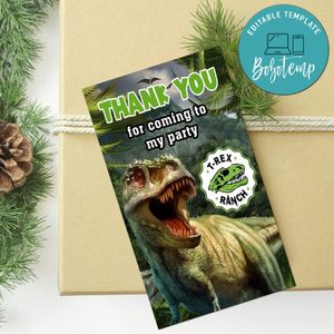 T-rex Ranch Thank You Tag Customizable Template To Print At Home Instant Download