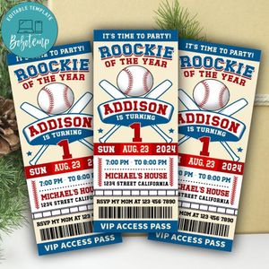 Rookie Of The Year Ticket Invitation Customizable Template Instant Download