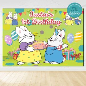 Max & Ruby Birthday Backdrop Digital File Template Instant Download