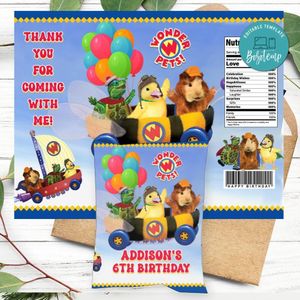 Wonder Pets Birthday Chip Bag Digital File Printable Instant Download
