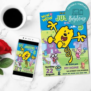 Wow Wow Wubbzy Mobile Invite Customizable Template Instant Download