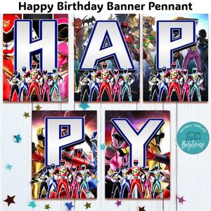 Power Rangers Banner Pennant Digital File Template Instant Download