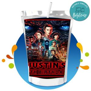 Stranger things Capri Sun Birthday Labels Digital File Printable Instant Download