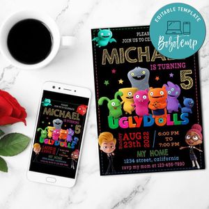 Ugly dolls Birthday Flyer Customizable Template to Print at Home Instant Download