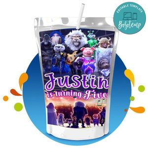 Sing 2 Capri Sun Birthday Labels Digital File Printable Instant Download