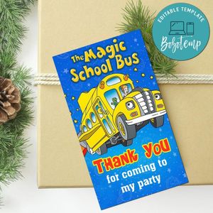 Magic School Bus Thank You Tag Customizable Template To Print At Home Instant Download