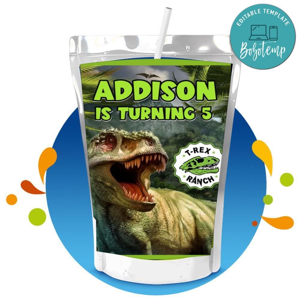 T-Rex Ranch Capri Sun Birthday Digital File Printable | Bobotemp