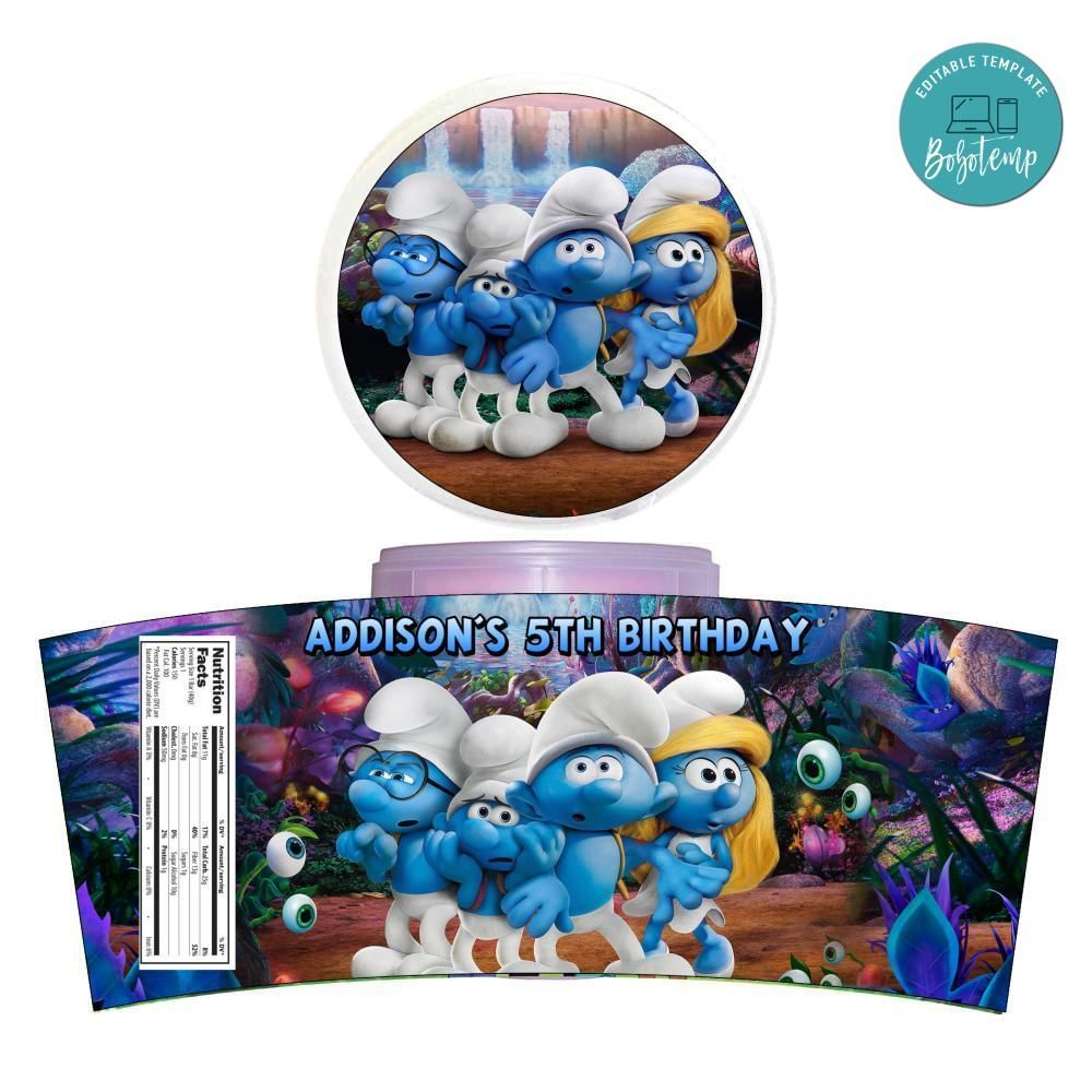 Smurf Cotton Candy Label Template To Print At Home Instant Download