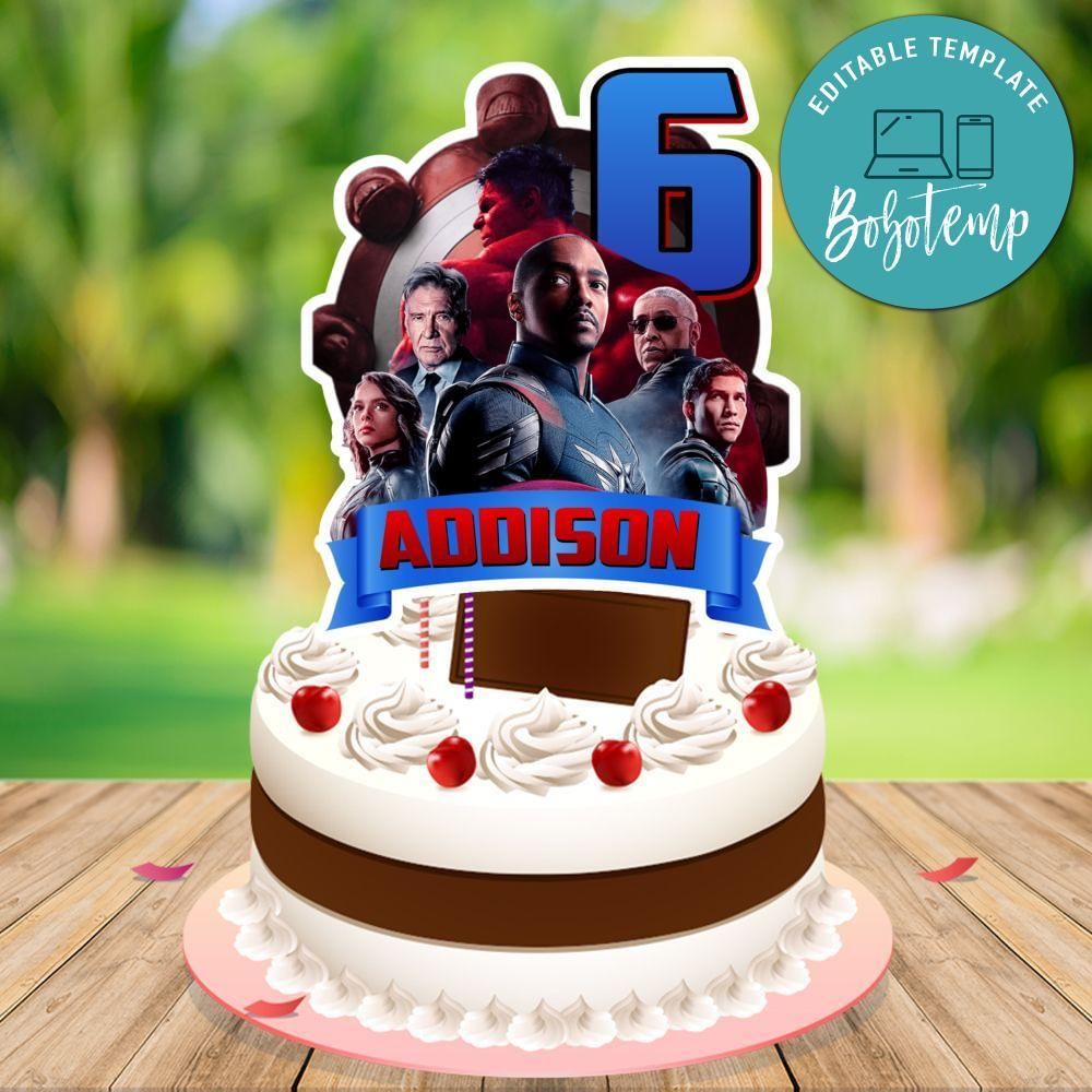 Captain America: Brave New World Cake Topper Template Printable Instant Download