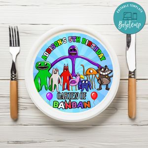 Garten Of Banban Birthday Plate Template Customizable To Print At Home Instant Download