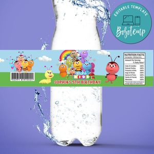 Bichikids Birthday Water Bottle Label Template To Print At Home Instant Download