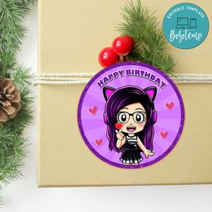 Kori Juega Circle Sticker Template Customizable to Print at Home Instant Download