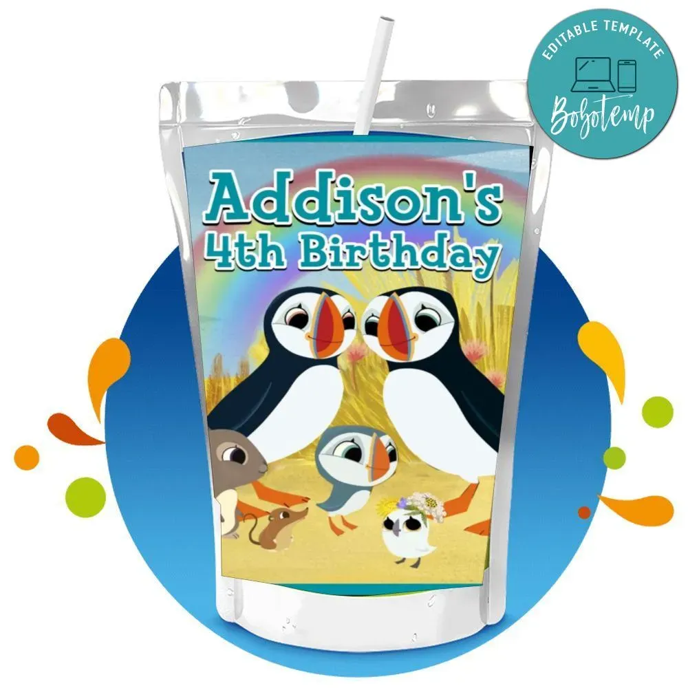 Puffin Rock Capri Sun Birthday Digital File Printable | Bobotemp