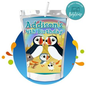 Puffin Rock Capri Sun Birthday Labels Digital File Printable Instant Download