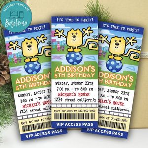 Wow Wow Wubbzy Ticket Invitation Customizable Template Instant Download