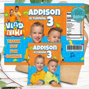 Vlad and niki Birthday Chip Bag Digital File Printable Instant Download