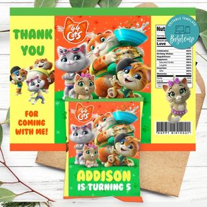 44 cats Birthday Party Chip Bag Digital File Printable Instant Download