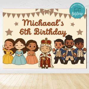 Hamilton Kids Birthday Backdrop Digital File Template Instant Download