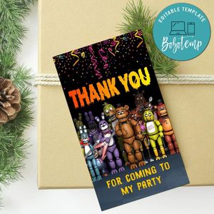 Five Nights Thank You Tag Customizable Template To Print At Home Instant Download
