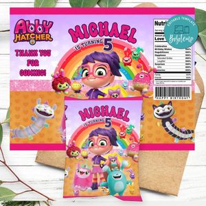 Abby Hatcher Birthday Chip Bag Digital File Printable Instant Download