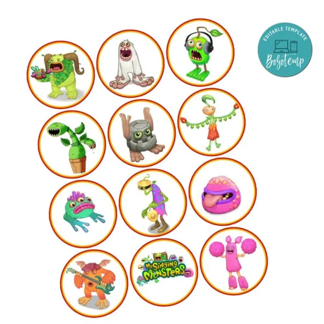 My Singing Monster Cupcake Toppers Template Printable Instant Download |  Bobotemp