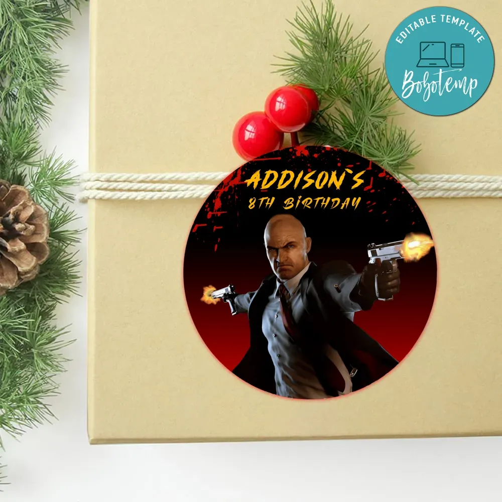 Hitman Circle Sticker Template Customizable DIY | Bobotemp