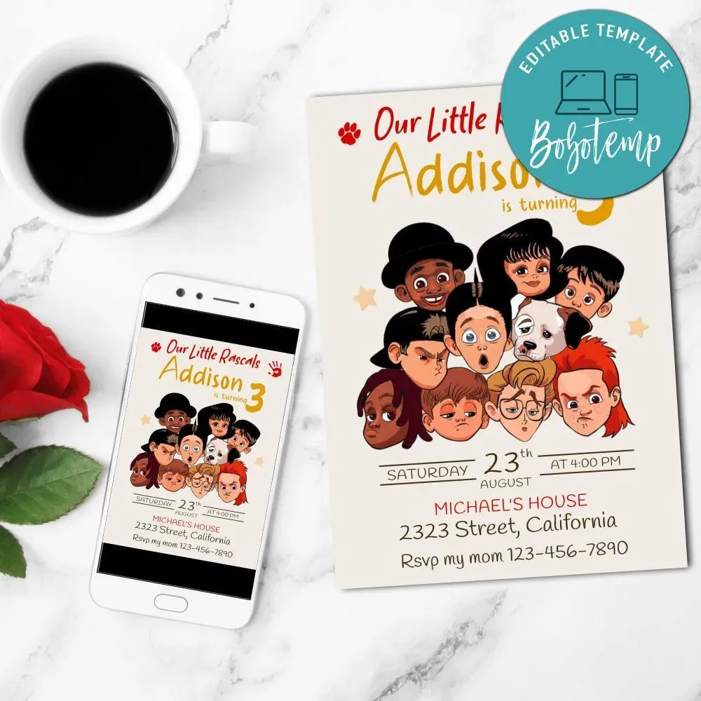 Little Rascals Invitation Customizable Template | Bobotemp