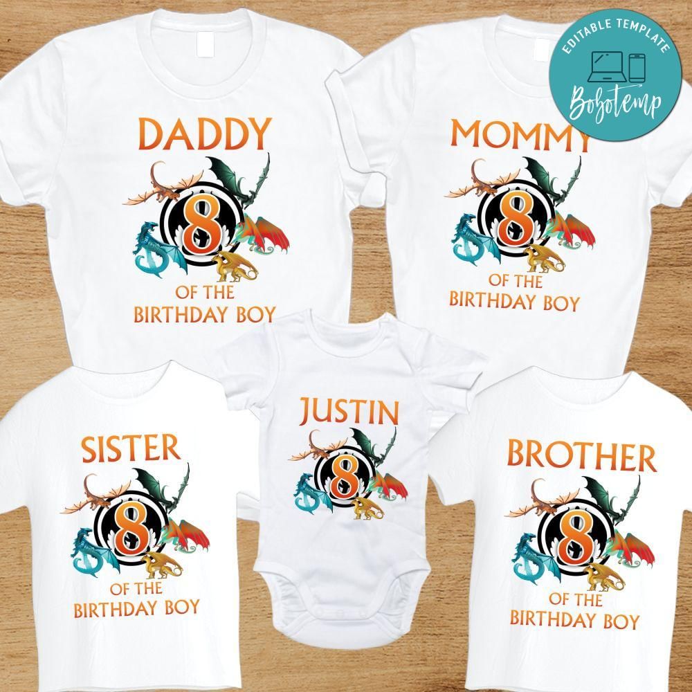 Dragon Wings Fire Birthday Family Trip Vacation T-Shirt | Bobotemp