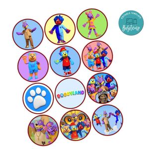 Doggyland Cupcake Toppers Template Printable Instant Download