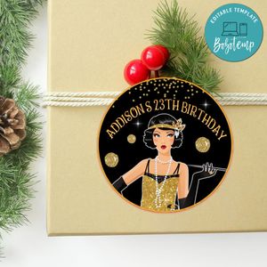 Flapper Circle Sticker Template Customizable To Print At Home Instant Download