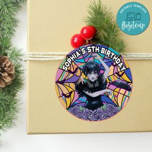 Wednesday Circle Sticker Template Customizable to Print at Home Instant Download