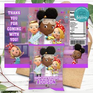 Ada Twist scientist Birthday Party Chip Bag Digital File Printable Instant Download