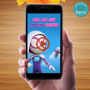 Ghost Spider Spidey Birthday Video Invitation Digital Template Customizable Instant Download