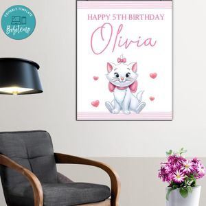 Marie Kitten Birthday Poster Digital File Printable Instant Download