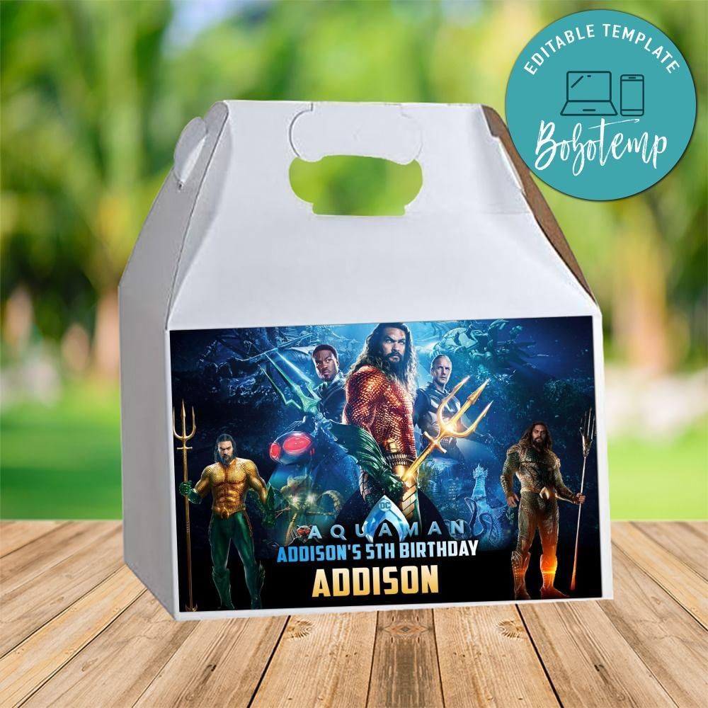 Aquaman 2 Gable Box Digital File Printable Instant Download