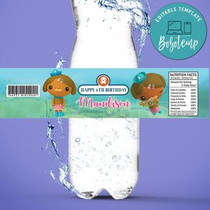 Dashi Dog Octonauts Bottle Label Birthday Water Bottle Label Template to Print at Home Instant Download