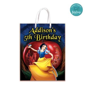 Snow White Gift Bag Label Template Printable Instant Download